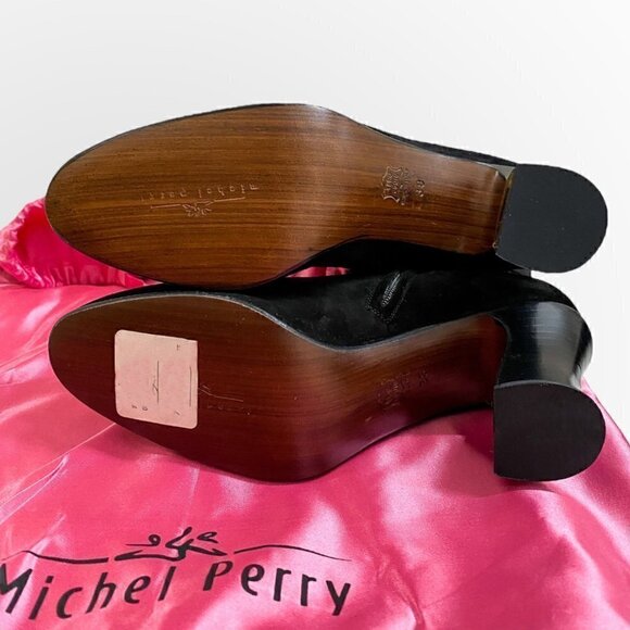 Vintage Michel Perry Black Suede Ankle booties size 38 EU - Picture 6 of 12